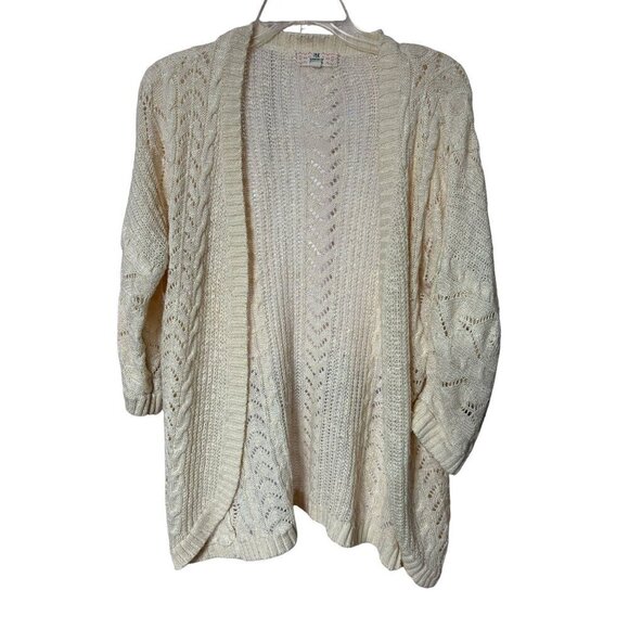 Pink Republic Beige Open-Front Knit Cardigan Sweater Women's Small Neutral Light - Picture 1 of 10